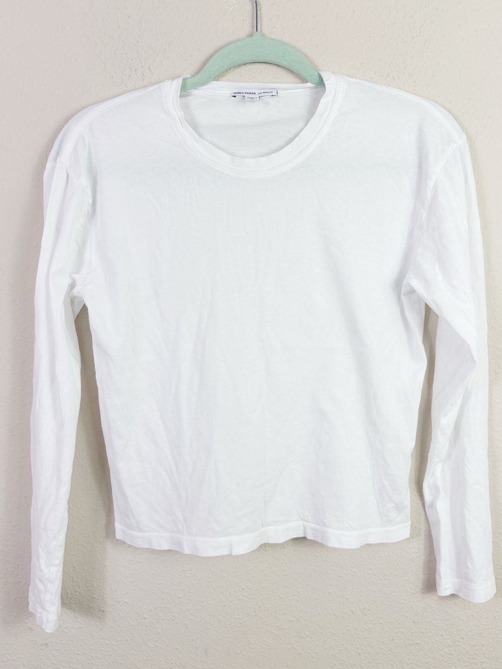 James Perse Long Sleeve Crew Neck T-Shirt in White size 0
